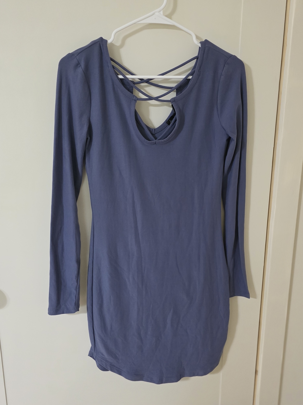 Derek Heart Long-Sleeve Crisscross Back Dress - Blue